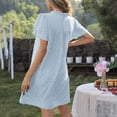 thumbnail image 4 of Women's Dress Swiss Dot Crewneck Summer Mini Dress Casual Short Sleeve Dress Flowy A Line Babydoll Short Dresses, 4 of 5