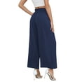 thumbnail image 4 of Uvplove Women's Wide Leg Trousers Palazzo Pants Drawstring Waist Summer Loose Trousers with Pockets Navy Blue-XXL, 4 of 14
