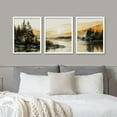 thumbnail image 3 of PixonSign Framed Canvas Print Wall Art Set - Alpine Dawn Watercolor Mountain Range Landscape Posters - Set of 3 Nature Farmhouse Decor Vintage Pastel Wall Décor for Living Room - 11"x14" White, 3 of 5