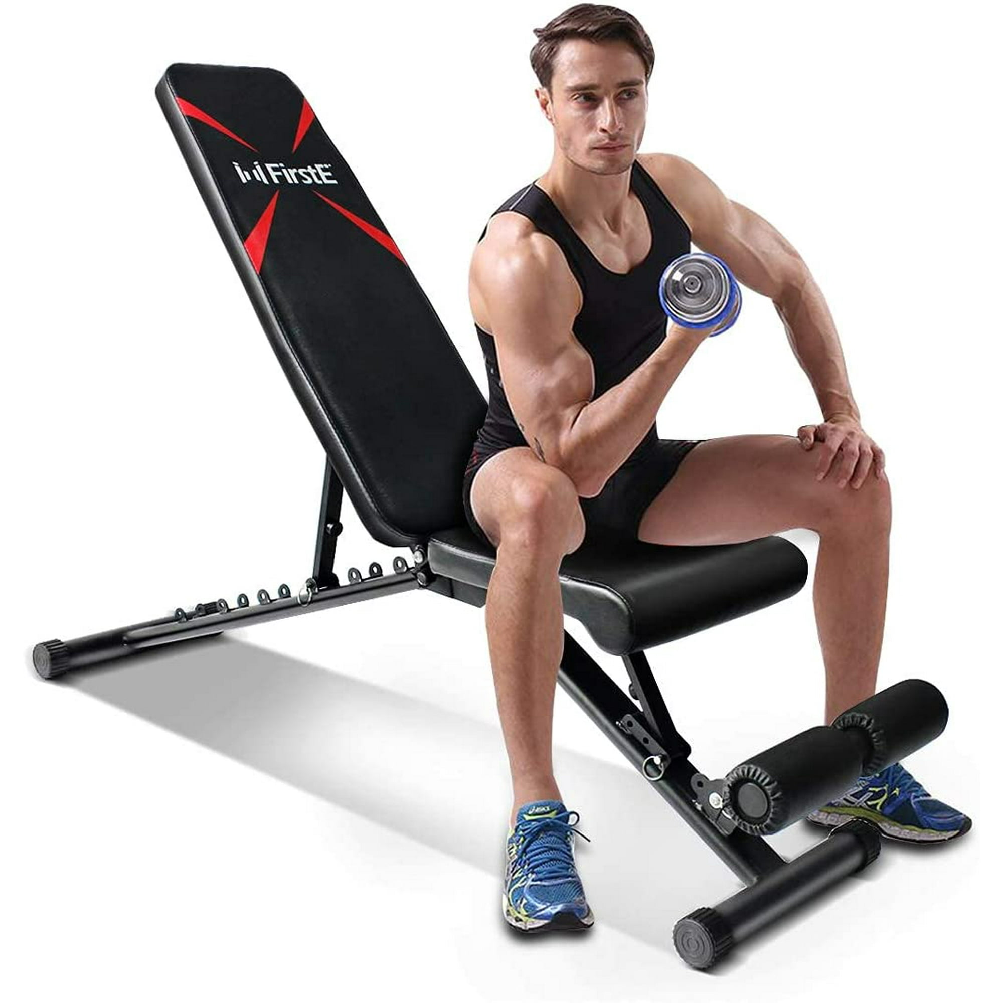 Adjustable Weight Bench Portable Strength Training Bench Flat Incline Decline Full Body Exercise Men Women Fitness Bench Foldable Workout Bench for