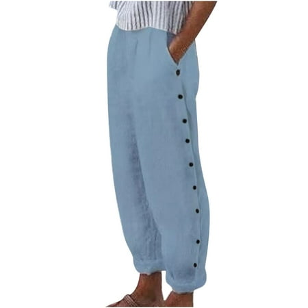 

JURANMO Capri Pants Clearance Summer PantsSummer Capri Pants for Women with Pockets Beach Harem Linen Pants Palazzo Pajama Print Cropped Trousers with Pockets