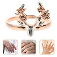 thumbnail image 3 of Anillo de asta de ciervo vintage, anillo de oro rosa con flor, regalo de Navidad para mujer (n.° 10), 3 of 7