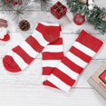 thumbnail image 4 of Chaussettes Rayées pour Femmes Bas Rayés Rouges Blancs Bas Rouges Blancs Chaussettes au Genou, 4 of 5