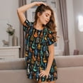thumbnail image 3 of Logiee Colorful Guitar Print Nightgowns for Women,Soft Short-Sleeved Lightweight Sleepwear, Loose Sleepshirts, 3 of 6