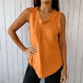 thumbnail image 6 of Uootdi Womens Sleeveless Tops V Neck Frayed Edges Cotton Linen Blouses Casual Solid Color Tunics Summer Vacation Daily Wear Gift, 6 of 9