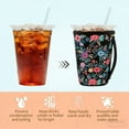 thumbnail image 4 of 3 Pack Reusable Iced Coffee Sleeves for Iced Coffee Cups or Drinks Reusable Neoprene Insulated Sleeves for Hot and Cold Drinks （Little Flower), 4 of 7