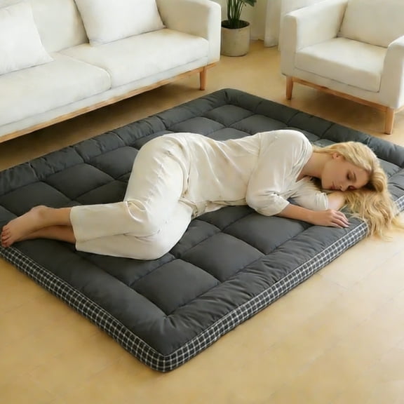 Japanese Plush Roll-Up Floor/Futon Mattress Topper - Suitable for Dorm & Home, Machine Washable Soft Tatami Mat, Foldable And Portable Floor Bed Sleeping Pad, for Valentine'S Day And New Year Gifts