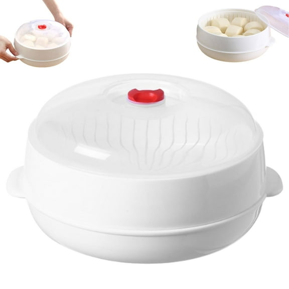 2025 Upgraded Microwave Steamer with Lid & Tray, Large Capacity and No Odor Transfer,Insulated Cookware for Vegetables & Meals