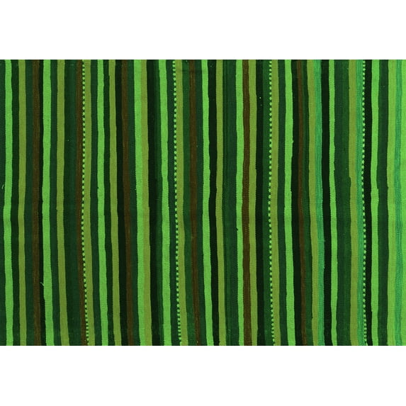 Ahgly Company Indoor Rectangle Abstract Green Contemporary Area Rugs, 3' x 5'