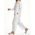 thumbnail image 2 of Amzcrzy Two Piece Sets for Women 2026 Solid Color Spring Outfits V Neck Button Down Shirt with Roll Tab Sleeves Wide Leg Pants Lounge Sets with Pockets Dressy Casual Loungewear Sets White M, 2 of 8