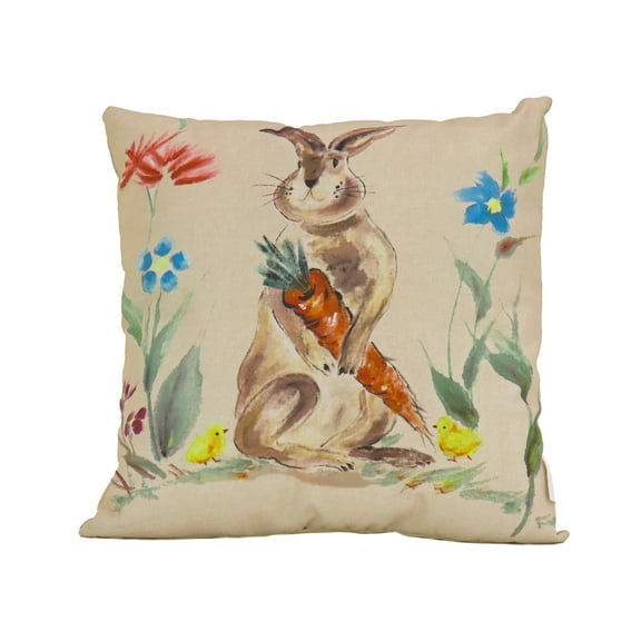 16" Bunny with Carrot Easter Pillow