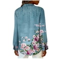 thumbnail image 5 of YUGYXL Women's Button Down Shirts Long Sleeve Trendy Printed Blouses Casual Loose Lapel Collar Tops Fall Fashion Outfit Blue Sweatshirt XXXXXL, 5 of 6