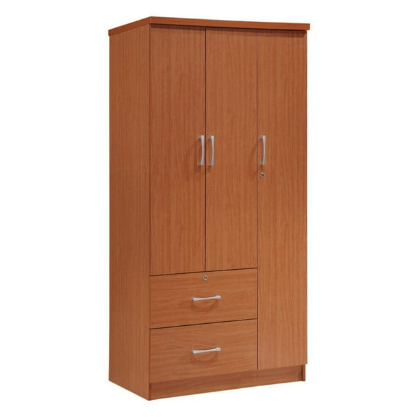 Hodedah 3 Door 36 In Wide Armoire With, 3 Door Wardrobe With Drawers And Shelves
