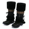 thumbnail image 3 of Women Mid Calf Winter Snow Boots Fashion Round Toe Chunky Low Heel Knee High Riding Boot Soft Slouchy Boot Lace up Fuzzy Dress Tall Boots, 3 of 4