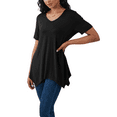 thumbnail image 5 of Gleelaud Womens Solid Color Crew Neck Tunic Tops Short Sleeve Casual irregular hem Flowy T Shirts Black, 5 of 8
