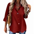 thumbnail image 1 of Camisa Informal de Moda para Mujer, con Botones, Cuello , Blusas Holgadas y Regulares, Blusas de Otoño Rojo XL, 1 of 7