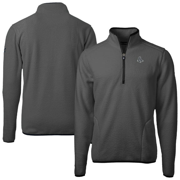 Men's Cutter & Buck Gray Boston Red Sox Cascade Eco Fleece Quarter-Zip Jacket