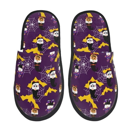 Balery Halloween Gnomes1 Slient Indoor Furry Fleece Comfort House Shoes Soft Non-Slip Home Shoes Cotton slippers House Slippers-- Medium