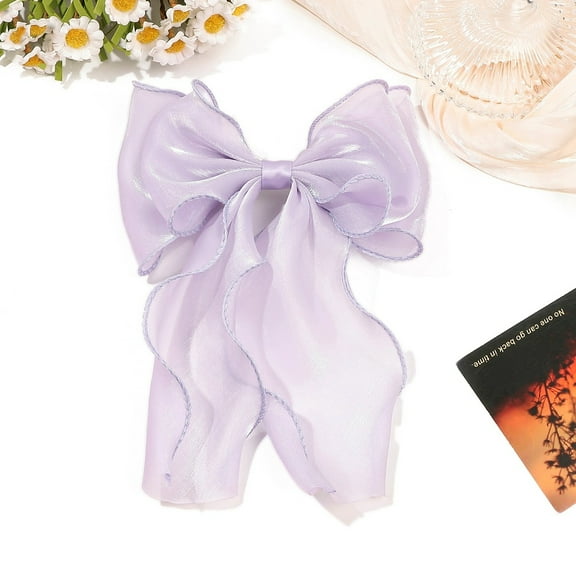 4pcs Cloth Long Bowknot Hair Barrettes Hair Accessories for Women Lilac 290x165mm