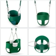 JBeeCtrl Toddler Swing Seat High Back Bucket Swing Seat with Coated Chain and Carabiners, Green