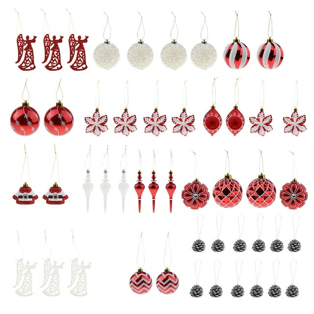 52pcs / Set Surtido De Bolas Bolas Adorno De Pino árbol De Navidad Decoración Colgante Sunnimix decoración colgante de navidad