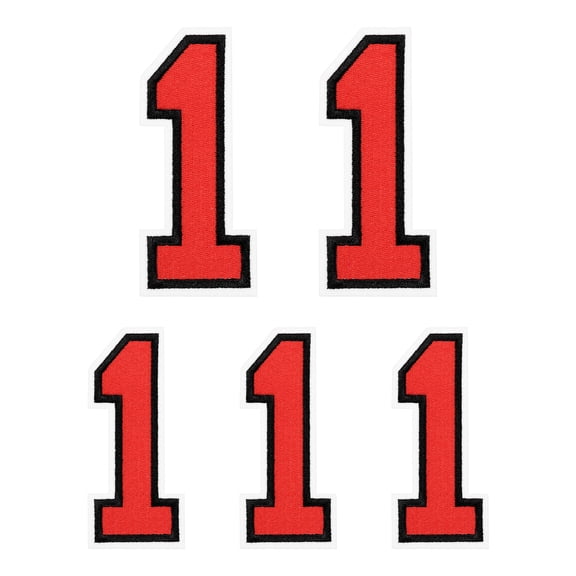 Iron on Number 4.4"/3.1" Number 1 Patches for Repairing Clothing DIY (Red, Pack of 5)