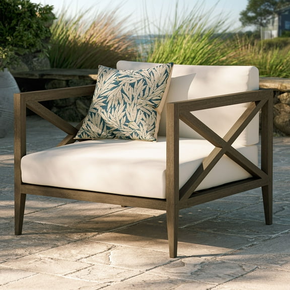 Modway Northlake Outdoor Patio Teak Armchair in Weathered Gray White by Modway