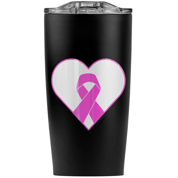 Breast Cancer Awareness Pink Ribbon Stainless Steel 20 oz Travel Tumbler, Vacuum Insulated & Double Wall with Leakproof Sliding Lid | Great for Coffee/Hot Drinks and Cold Beverages