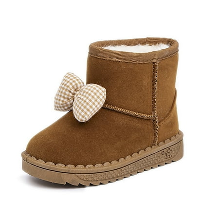 

Children‘s Snow Boots 2024 Winter New Girls Cute Bow Cotton Shoes Soft Bottom Ankle Boots fleece-lined Thick Cotton Boots