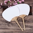 thumbnail image 1 of Blank Paper Bamboo Handle Children\'s Hand Painting Double Dough Round Fan, 1 of 11