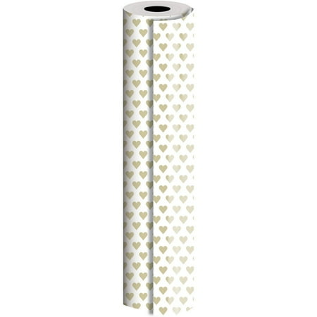 JAM Paper Industrial Bulk Wrapping Paper, 1/Pack, Golden Hearts Gift Wrap, 834 Sq Ft (1/2 Ream)