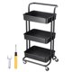 thumbnail image 2 of 3 Tiers Rolling Utility Cart Storage Mobile Basket Organizer Kitchen Trolley Wheeled Shelving Tool Yescom Modern, 2 of 10