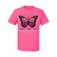 thumbnail image 2 of Wild Bobby Faith Hope Love Butterfly Ribbons Breast Cancer Awareness Men Tee, Neon Pink, Large, 2 of 6