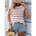 thumbnail image 4 of Women Sweater Vest Top Striped Sleeveless Knit Tank Tops Summer Outfits Red XL, 4 of 10