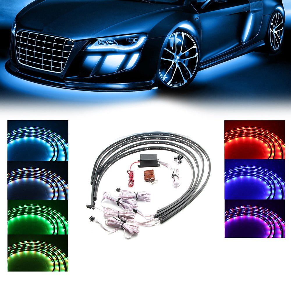 Xprite Car Underglow Underbody System Neon Strip Lights Kit w/ Sound