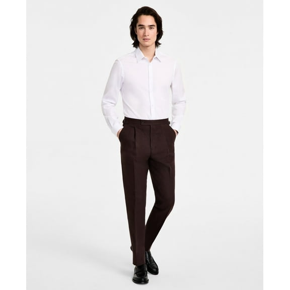 Calvin Klein Mens Slim fit Dress Pants 34 / 30 Brown Solid