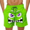 thumbnail image 2 of VBVC No Boundarie Men's and Men's Plus Smiling face Swim Trunks,Drawstring Beach Shorts with Pockets,Green,S-5XL, 2 of 7