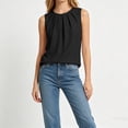 thumbnail image 7 of GUACER Women's Pleated Crew Neck Tank Top Loose Fit Sleeveless Blouses Summer Casual Flowy Camisole, 7 of 7
