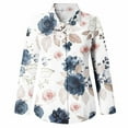 thumbnail image 2 of Eashery Womens Plus Size Tops Casual Boho Floral Print V Neck Long Sleeve Loose Blouses Shirts Tops Casual Long Sleeve Collared Oversized Blouses Tops Chiffon Blouses for Women (Blue,Medium), 2 of 3
