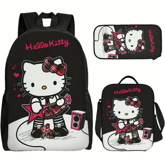 Three-piece Set - Cute Kitty Backpack Pencil Case Schoolbag [Authorized Sanrio