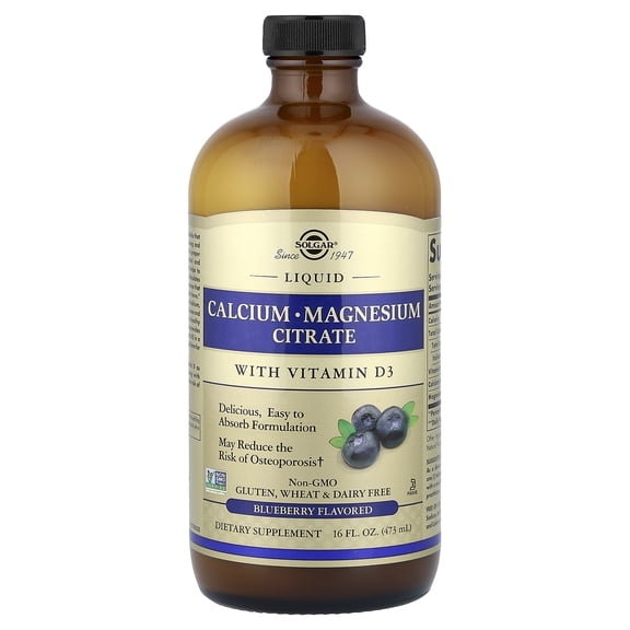 Solgar Calcium Magnesium Citrate Blueberry Flavor  - 16 Ounces