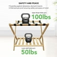 thumbnail image 3 of Luggage Rack Set of 2, Luggage Rack for Guest Room, Bedroom, Hotel - Natural Bamboo Suitcase Stand, Foldable with 2 Layers, up to 150 lbs - Fully Assembled Luggage Stand 2 Pack, 3 of 8