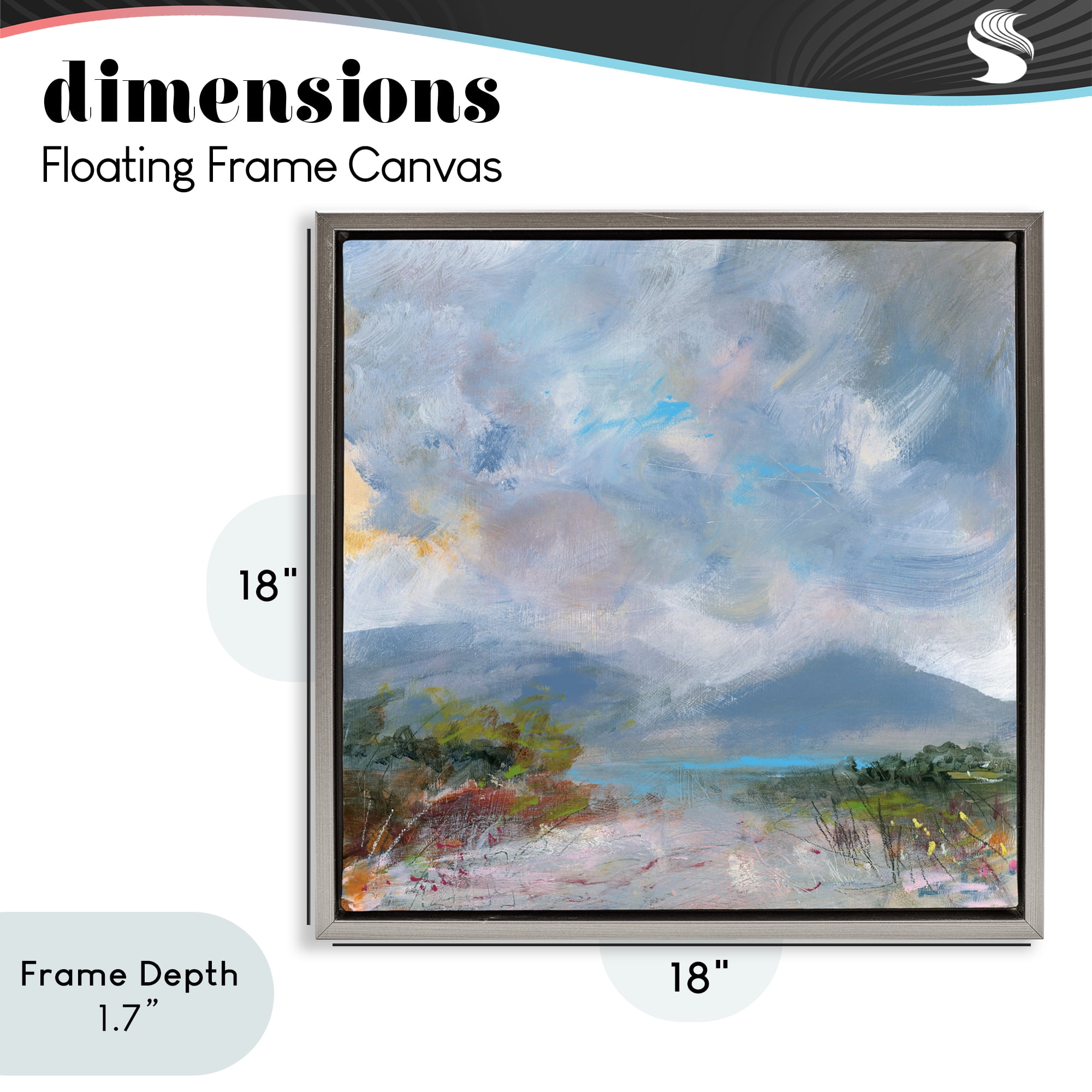 Stupell Industries Expressive Mountain Mists Gray Framed Floater Canvas Wall Art, design by Leslie Birch