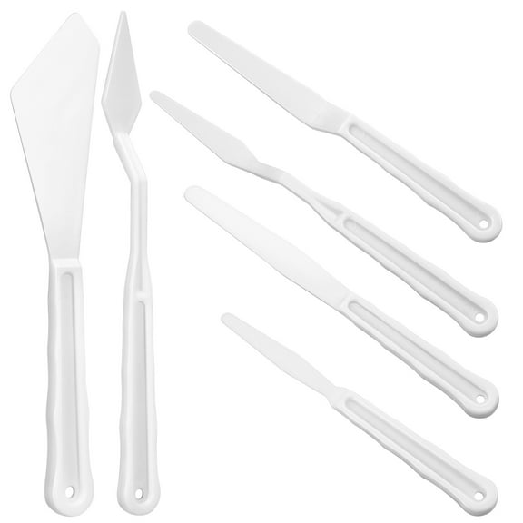 KALLORY 1Set Paint Spatulas for Artists Oil Painting Supplies Assorted Shapes Color Mixing White Plastic