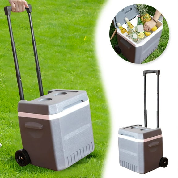 Rolling Cooler with Superior Ice Retention - Hard-Sided Insulated Cooler with Heavy-Duty Wheels & Handle for Outdoor Adventures, Picnics, Boating & Tailgate Parties