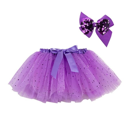 

crtigd Baby Jean Jacket 3-6 Months Dance Tulle Hairpin Kids Ballet Party Star Girls Splice Skirt+Bow Sequin Girls Dress&Skirt