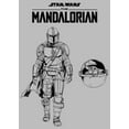 thumbnail image 2 of Men's Star Wars: The Mandalorian Grogu and Din Djarin Black and White Sketch Graphic Tee Athletic Heather X Large, 2 of 5