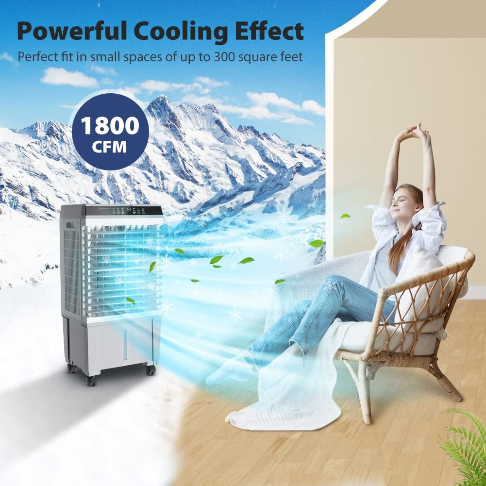 LifePlus 20L Portable Evaporative Air Cooler Fan Humidifier Indoor/Outdoor 5.3Gallon 1800CFM for Commercial Patio Office Shop