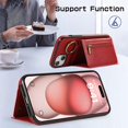 thumbnail image 5 of Decase Compatible with iPhone 14 Case with Card Holder and Strap for Women,Crossbody Lanyard,Stand Ring Kickstand,Snap Clasp,Phone Wallet Case,Red, 5 of 10
