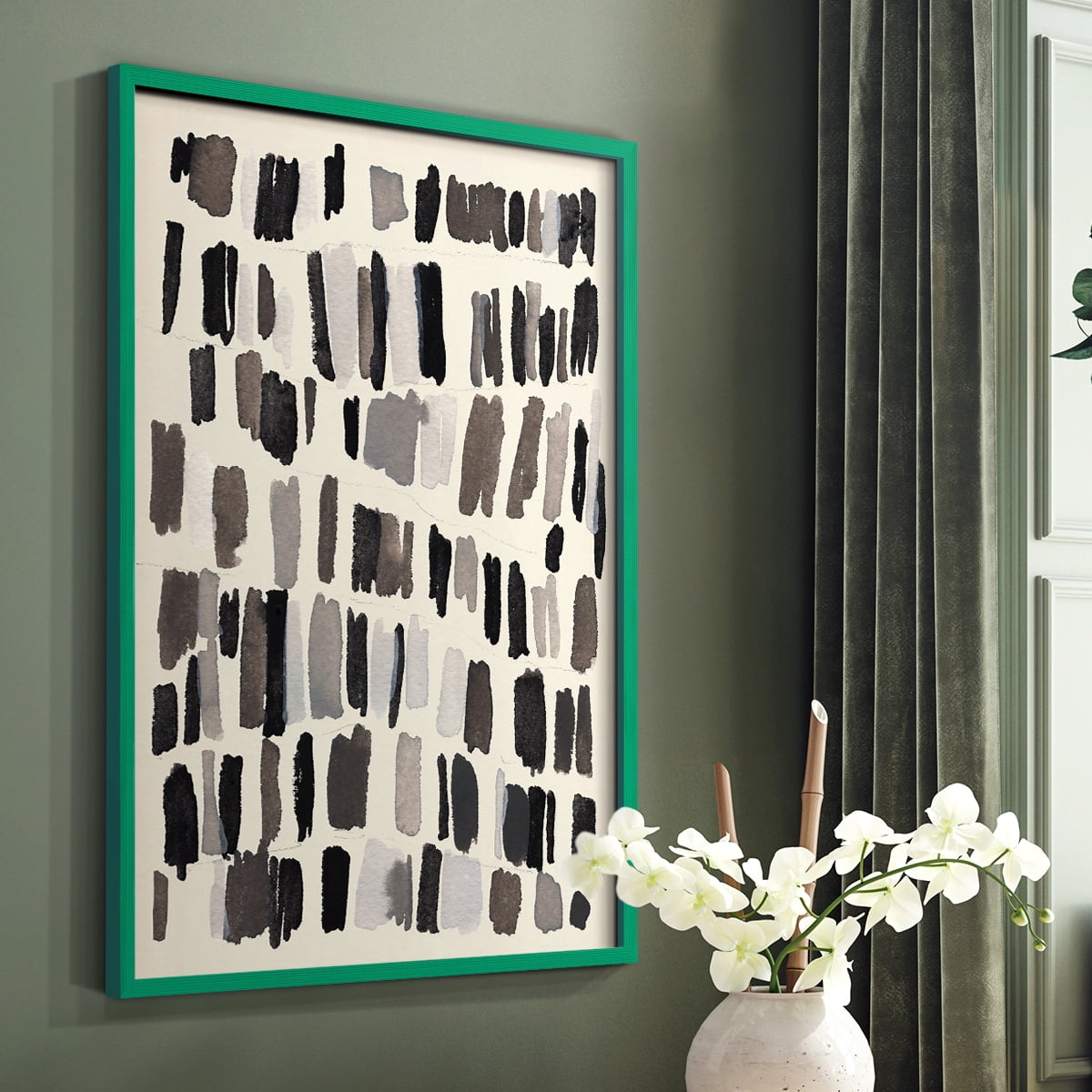 Chalk and Flint III Framed Print in Green Solid Wood Framed Print No Nail Hanging